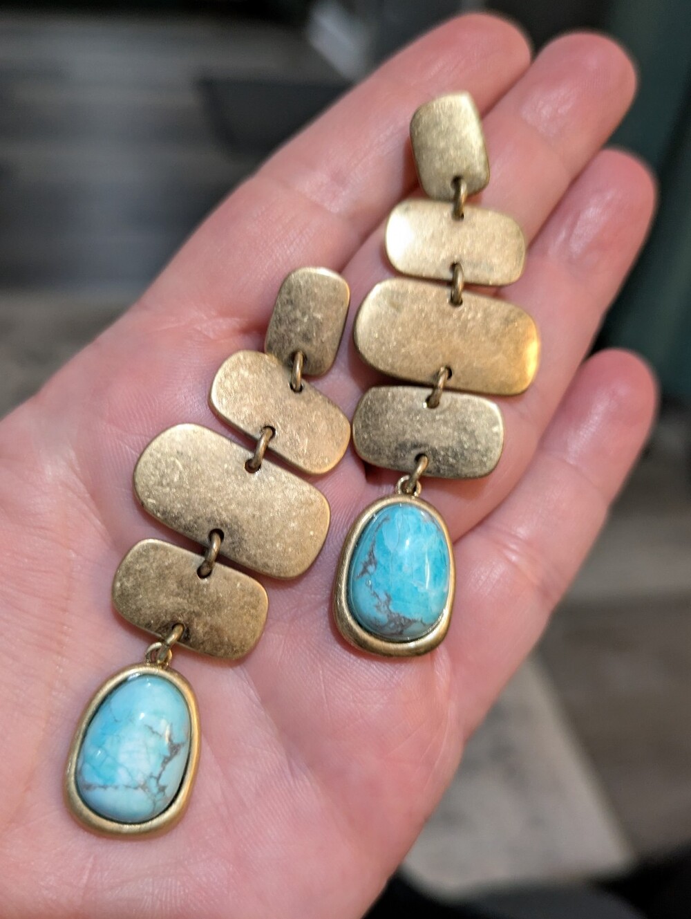 Banana Republic Factory Gold Tone Turquoise Drop Earrings - Women's Jewelry